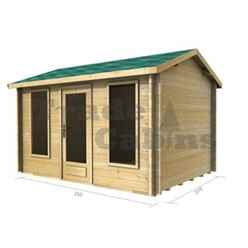 (12 x 8) Log Cabin (2038) - Double Glazing (44mm Wall Thickness)