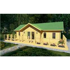 8.5m x 4.5m (28 x 15) Log Cabin (2127) - Double Glazing (70mm Wall Thickness)