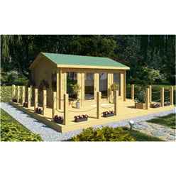 4.5m x 3.5m (15 x 12) Log Cabin (2075) - Double Glazing (70mm Wall Thickness)