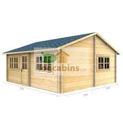 5.5m x 5.0m (18 x 16) Log Cabin (2111) - Double Glazing (44mm Wall Thickness)