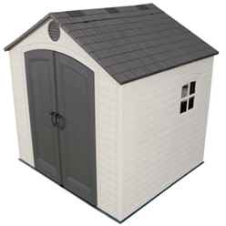  8 x 7.5 Duramax Plus Plastic Apex Shed with Plastic Floor + 1 Window (2.43m x 2.28m)