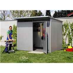 8 x 7 Large Premier Heavy Duty Metal Metallic Silver Shed  (2.6m x 2.2m)