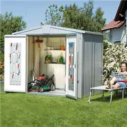 8 x 7 Premier Heavy Duty Metal Silver Metallic Shed (2.44m x 2.28m)