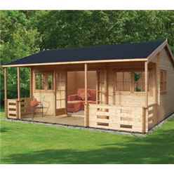 18 x 20 Log Cabin - Double Doors - Windows - 44mm Wall Thickness