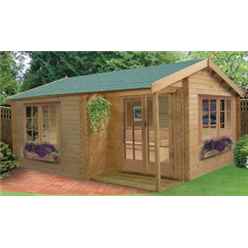 12 x 16 Apex Log Cabin - Double Doors - 2 Windows - 34mm Wall Thickness