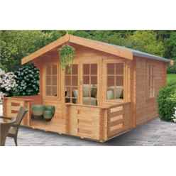 12 x 16 Log Cabin - Double Doors - 2 Windows - 28mm Wall Thickness
