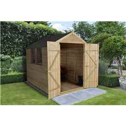 6 x 8 Pressure Treated Overlap Apex Shed + Double Doors