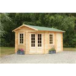 4.0m x 2.8m Ripon Log Cabin (34mm Wall Thickness) - Door Right