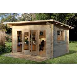 4.0m x 3.0m Melbury Pent Log Cabin (44mm Wall Thickness) - Installed 