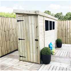 8 x 3 Reverse Pent Garden Shed - 12mm Tongue and Groove Walls - Pressure Treated - Single Door - 3 Windows + Safety Toughened Glass 