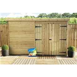 9 x 3 Pent Garden Shed - 12mm Tongue and Groove Walls - Pressure Treated - Double Doors - Windowless  