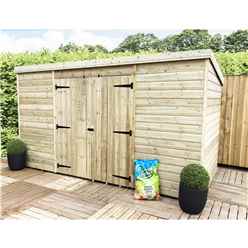 12 x 3 Pent Shed - 12mm Tongue and Groove - Pressure Treated - Windowless - Centre Double Doors