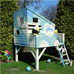 INSTALLED 6 x 6 (1.79m x 1.79m) - Wooden Command Post Tower Playhouse - Single Door - 5 Windows - 12mm Wall Thickness