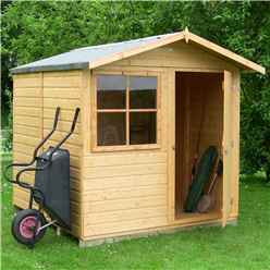 INSTALLED 7 x 7 Tongue and Groove Apex Wooden Garden Shed / Workshop - Single Door - 1 Window - 12mm Wall Thickness