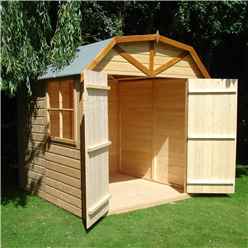 INSTALLED 7 x 7 Tongue and Groove Apex Wooden Shed / Workshop / Barn - Double Doors - 1 Window - 12mm Wall Thickness