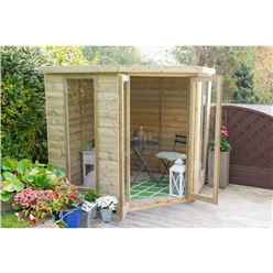 Arlington Premium Tongue & Groove 7ft x 7ft Corner Summerhouse (2.96m x 2.30m)