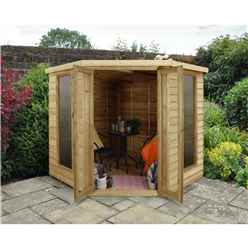 INSTALLED Oakley Overlap 7ft x 7ft Corner Summerhouse (2.96m x 2.30m)