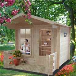 INSTALLED - 2m x 2m Premier Log Cabin With Fully Glazed Single Door and Single Window + Free Floor & Felt (19mm)