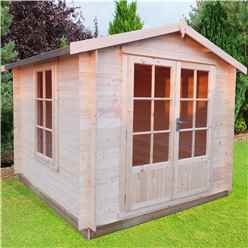 INSTALLED - 2.7m x 2.7m Premier Apex Log Cabin With Double Doors and Side Window + Free Floor & Felt (19mm)