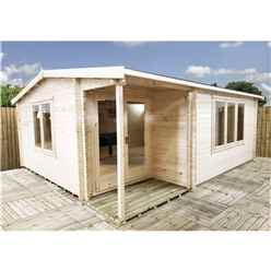 4m x 5.7m Premier Home Office Apex Log Cabin (Single Glazing) - Free Floor & (70mm)