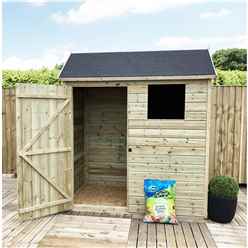 6 x 7 Reverse Apex Premier Garden Shed - 12mm Tongue and Groove Walls - Pressure Treated - Single Door - 1 Window - Safety Toughened Glass 