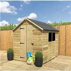 8 x 5  Super Saver Apex Shed - 12mm Tongue and Groove Walls - Pressure Treated - Low Eaves - 2 Windows + Safety Toughened Glass