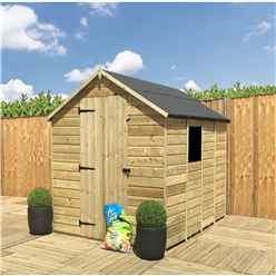 4 x 4  Super Saver Apex Shed - 12mm Tongue and Groove Walls - Pressure Treated - Low Eaves - Single Door - 1 Window + Safety Toughened Glass