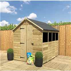 12 x 4  Super Saver Apex Shed - 12mm Tongue and Groove Walls - Pressure Treated - Low Eaves - Single Door - 4 Windows + Safety Toughened Glass