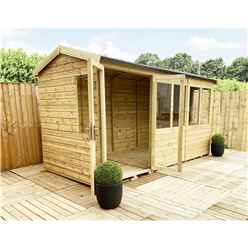 8 x 10 REVERSE Pressure Treated Apex Garden Summerhouse - 12mm Tongue and Groove - Overhang - Higher Eaves and Ridge Height - Toughened Safety Glass - Euro Lock with Key + SUPER STRENGTH FRAMING