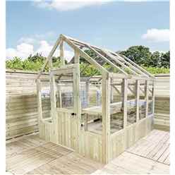 10 x 6 Pressure Treated Tongue And Groove Greenhouse - Super Strength Framing - RIM Lock - 4mm Toughened Glass + Bench + FREE INSTALL