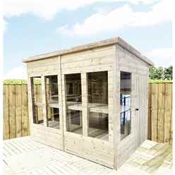16 x 5 Pressure Treated Tongue And Groove Pent Summerhouse - Potting Shed - Bench + Safety Toughened Glass + Euro Lock with Key + SUPER STRENGTH FRAMING