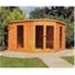 10 x 10 (2.99m x 2.99m) - Premier Corner Wooden Summerhouse - Double Doors - 12mm T&G Walls - Floor - Roof