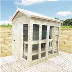 10 x 5 Pressure Treated Tongue And Groove Apex Summerhouse - Potting Shed - Bench + Safety Toughened Glass + Euro Lock with Key + SUPER STRENGTH FRAMING