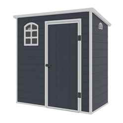 6 x 3 Plastic Pent Shed - Dark Grey with Foundation Kit (included)