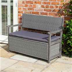 Hardwood Timber Framed Rattan Weave Bench 