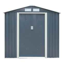 6 x 4 (2.01m x 1.21m) Double Door Metal Apex Shed - Dark Grey 