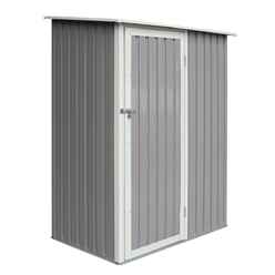 5 x 3 (1.43m x 0.89m) Single Door Metal Pent Shed - Light Grey 