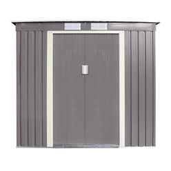 6 x 4 (2.01m x 1.21m) Double Door Metal Pent Shed - Light Grey 