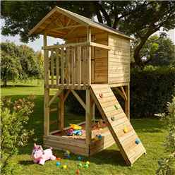 8 x 8 Beach Hut Playhouse With Climbing Wall (2.43m x 2.37m)