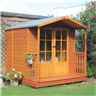7 x 7 (2.05m x 1.98m) - Premier Wooden Summerhouse + Veranda - Double Doors - 12mm T&G Walls & Floor