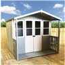 7 x 7 (2.05m x 1.55m) -  Premier Wooden Summerhouse - Double Doors - Side Windows - 12mm T&G Walls & Floor