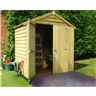 INSTALLED 4 x 6 (1.19m x 1.79m) - Overlap Pressure Treated - Apex Garden Shed - Windowless - Double Doors - 10mm Solid OSB Floor