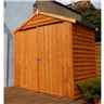 INSTALLED - 4 x 6 (1.19m x 1.82m) - Dip Treated Overlap - Apex Garden Shed - Windowless - Double Doors - 10mm Solid OSB Floor