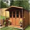 INSTALLED 7 x 7 (2.05m x 1.55m) -  Premier Wooden Summerhouse - Double Doors - Side Windows - 12mm T&G Walls & Floor