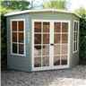 INSTALLED - 7 x 7 (1.98m x 2.05m) - Premier Corner Wooden Summerhouse - Double Doors - 12mm T&G Walls & Floor