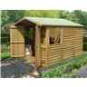 INSTALLED 10 x 7 (2.97m x 2.04m) - Pressure Treated Overlap - Apex Wooden Garden Shed - 2 Opening Windows - Double Doors - 10mm Solid OSB Floor