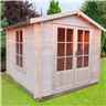 2.4m x 2.4m Premier Apex Log Cabin With Double Doors and Side Window + Free Floor & Felt (19mm)