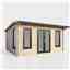 4.8m x 3m (16ft x 10ft) Premium 44mm Apex Log Cabin - uPVC Double Doors and Windows - EPDM Rubber Roof Covering - CENTRAL DOOR 