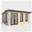 4.8m x 3.6m (16ft x 12ft) Premium 44mm Apex Log Cabin - uPVC Double Doors and Windows - EPDM Rubber Roof Covering - DOORS ON THE LEFT 
