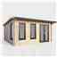 4.8m x 3.6m (16ft x 12ft) Premium 44mm Apex Log Cabin - uPVC Double Doors and Windows - EPDM Rubber Roof Covering - DOORS ON THE RIGHT